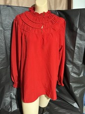 Cato's L Holly Red Ruffled 3 Button LS Blouse