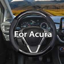 38cm 15 Car Steering Wheel Cover Genuine Leather For Acura Carbon Black