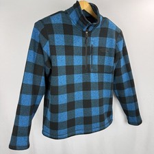 The North Face Canyonlands Half Zip Pullover Mens Large Plaid Buffalo Check Blue