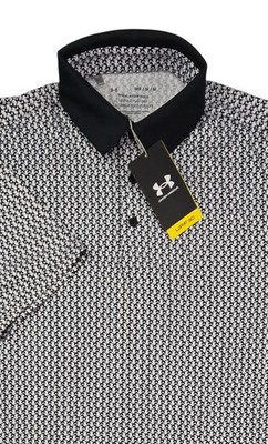 Under Armour Golf Polo Shirt Mens Medium New White Black Crane Pattern
