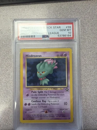 2001 Pokemon Black Star Misdreavus 39/53 Wotc Promo League PSA 10