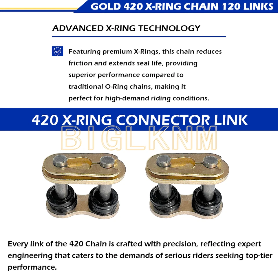 420 X-Ring Chain 120 Links With Connecting Master Link for Yamaha DT50 1988-1990 Foto 4 de 4