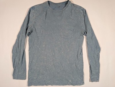 GAP Pocket T-Shirt Long Sleeve Men's Small 100% Cotton Blue