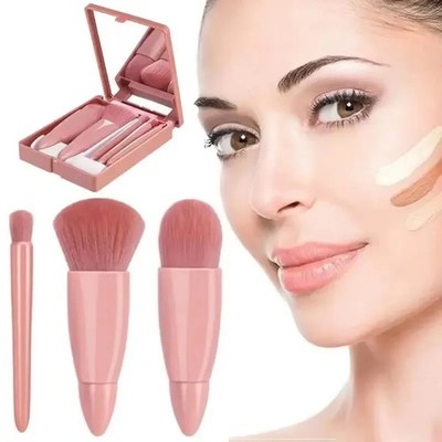 Pink Mini Makeup Brush Set Mirror Soft and Fluffy Makeup Foundation Powder Eyesh