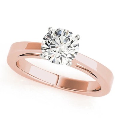 Round Cut 1.65 Ct White Diamond Lab-Created Engagement Ring 14K Rose Gold FN