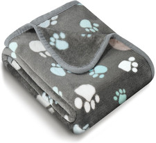 Premium Soft Dog Blanket Washable, 40" X 32" Flannel Gray Dog Blanket for Small