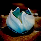 Vintage Van Briggle Art Pottery Lotus Leaf Tulip Bowl Blue Planter Vase signed