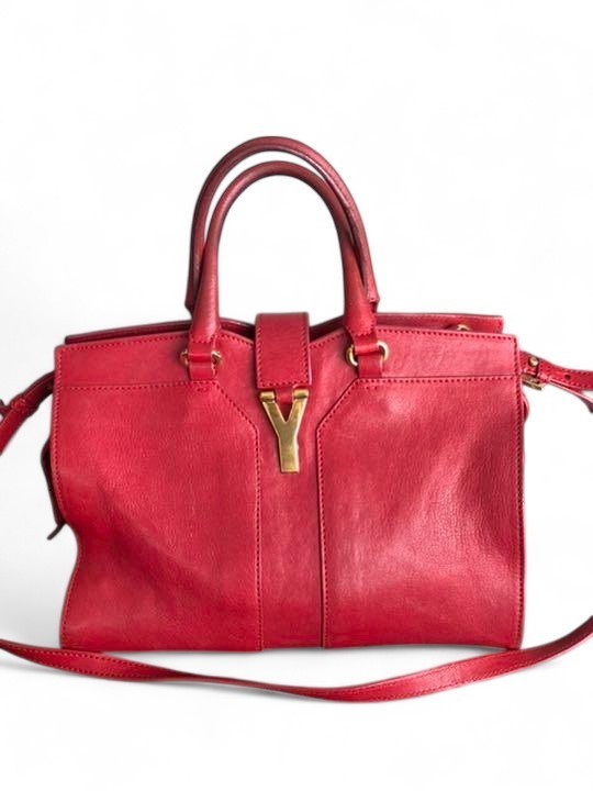 Borsa tote Yves Saint Laurent Cabas Chic 2WAY in pelle rossa con dust bag autentica