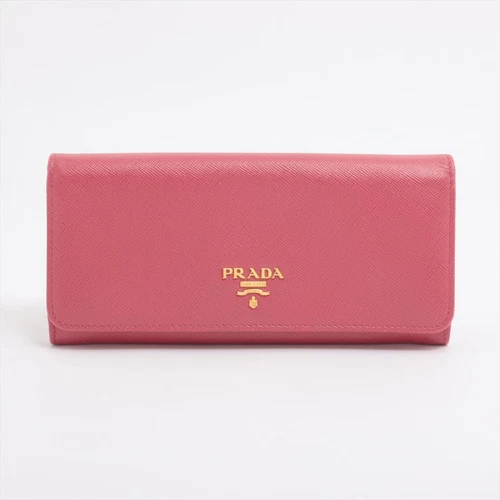 Portefeuille long PRADA cuir rose 1MH132 authentique