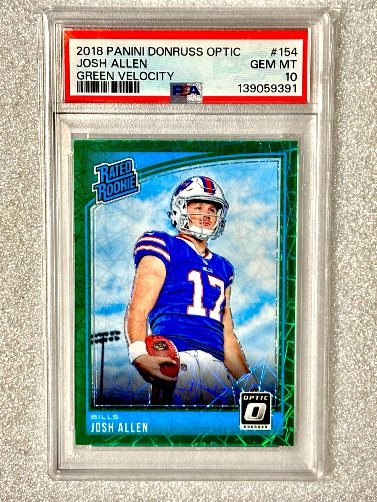 2018 Josh Allen Donruss Optic GREEN VELOCITY PSA 10🔥 Rookie Card #154 New Slab