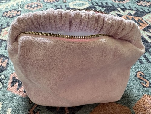 Stoney Clover Lane Scrunch Handle Bag Purse Makeup Pink NWOT Terry Cloth Pouch