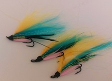 3 x Blue dandy  size 8 Doubles SALMON fishing  flies Ref.7373