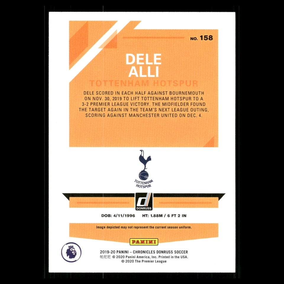 Dele Alli #158 2020 Panini Chronicles Donruss Tottenham Hotspur Soccer Card - Image 2 of 3