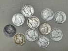 🇺🇸 11 Mercury Dimes 90% Silver Lot 1916–1945 Mixed Dates