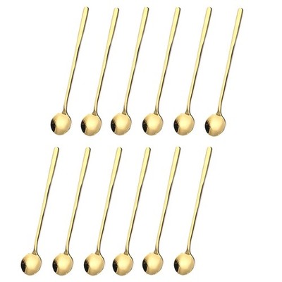 12 Pcs Coffee Spoons Set Gold Tea Spoons Long Handle Stirring Spoons Coffee9141