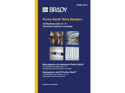 Brady PWM-PK-1 - Vinyl Cloth Porta-Pack Wire Markers 0-9 Black/White