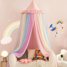 Rainbow Bed Canopy for Girls Dreamy Mosquito Net for Bed round Dome Princess Bed