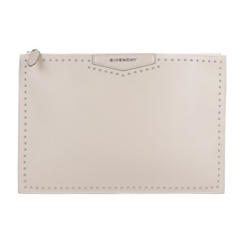 Givenchy Antigona Pouch L Leather Clutch Bag Pink Beige with Studs From Japan