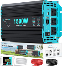 1500 Watt Pure Sine Wave Inverter, 12V DC to 120V AC Inverters for Car, RV, Truc