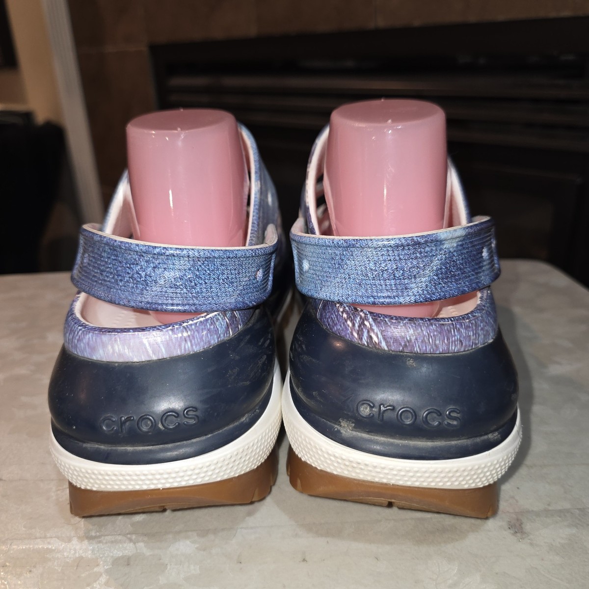 CROCS MEGA CRUSH Sz 11 Denim Print Y2K Chunky Anime Artsy  display picture 2