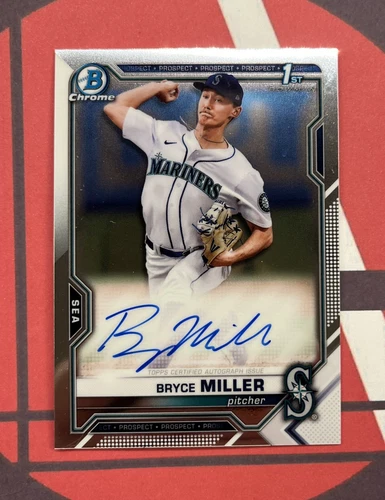Bryce Miller 2021 Bowman Chrome Draft 1st Auto On Card CDS-BMI Mariners