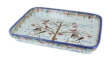 Blue Rose Polish Pottery Little Snowman Medium Rectangular Baker