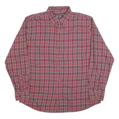CHAPS Herren Rot Kariert Hemd XL Knöpfe Baumwollmischung Klassisch Für Freizeit