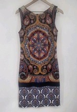 ISLE Women's  Sleeveless Medallion Print Multicolor Sheath Dress Size S.