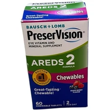 Bausch & Lomb PreserVision Areds 2 Chewables Tablets Mixed Berry 60 Count 11/26