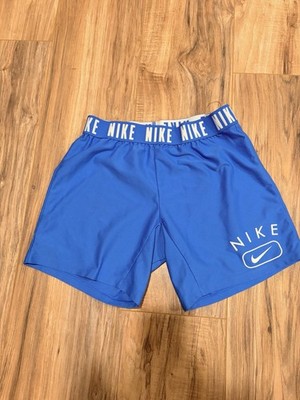 Nike Boys Royal Blue Athletic Shorts with White Logo Waistband Size L