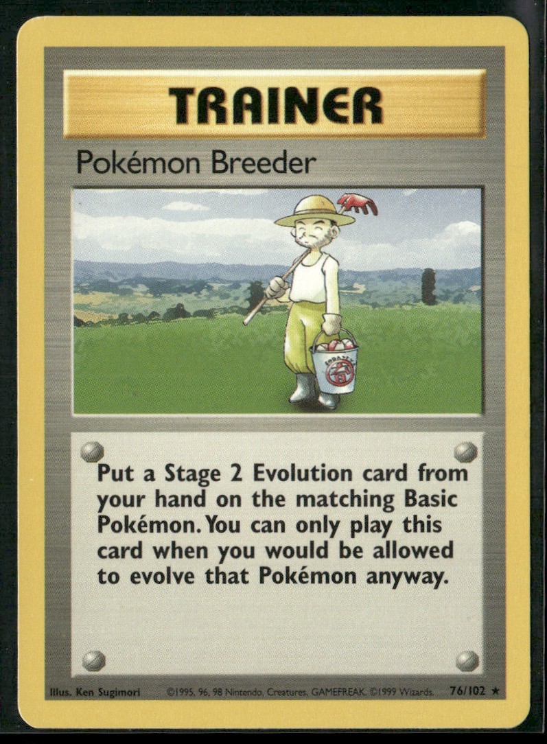 Pokémon Breeder #76/102 Base Set 1999 Rare NM/LP Pokemon TCG