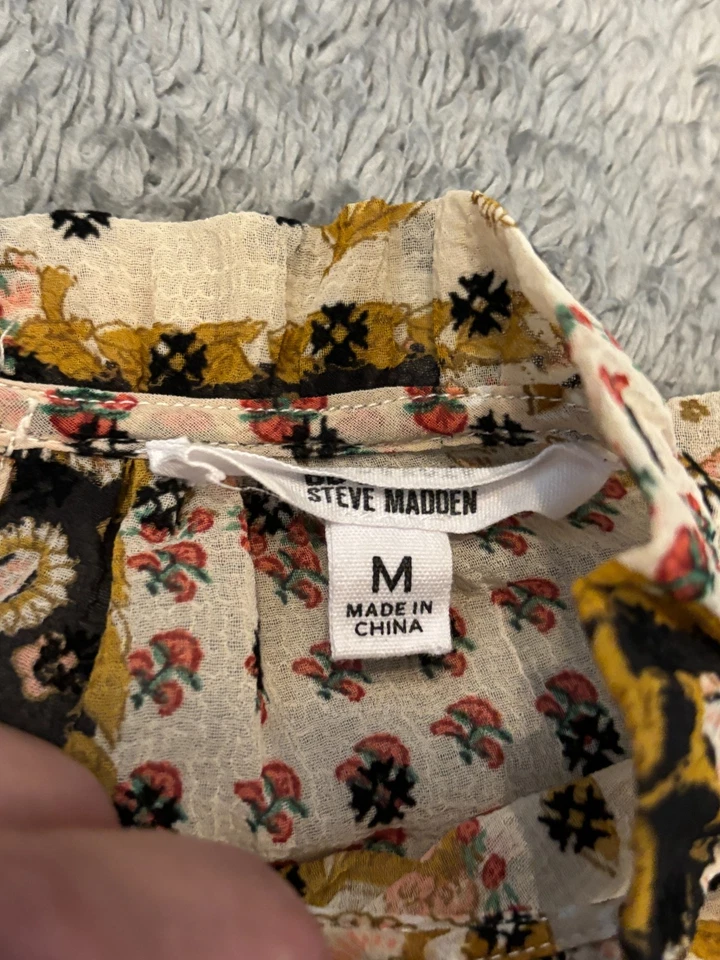 Blusa BB Dakota by Steve Madden Para Mujer Mediana Floral Transparente Top Boho Informal Foto 2 de 4