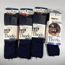 NEW NOS Vtg 4ct Men  s 8.5-12.5 Thorlos Socks Western Imperfect Calf Navy TWW-13