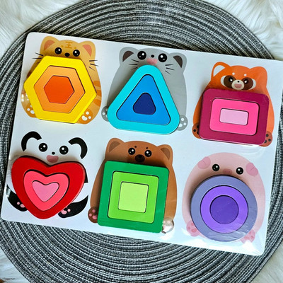 Geometrische Formen Sortierer Rahmen Bildung Holzspielzeug Geschenk 