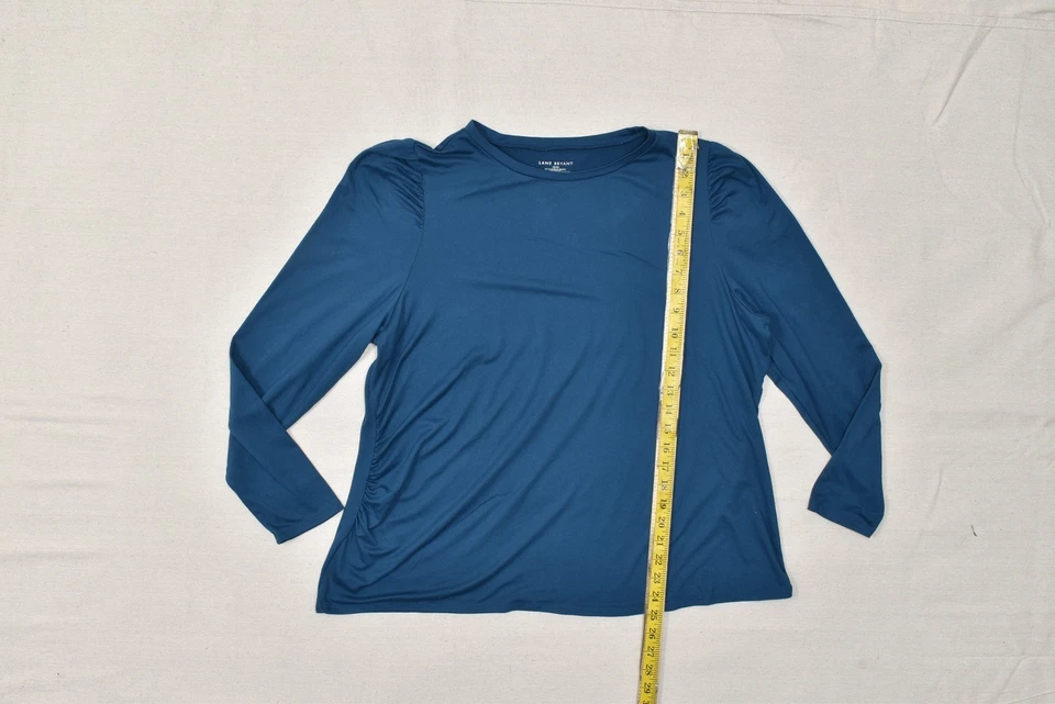 Camiseta Top Para Mujer Lane Bryant Manga Larga Cuello Redondo Azul Talla 18/20 Poliéster Foto 2 de 4