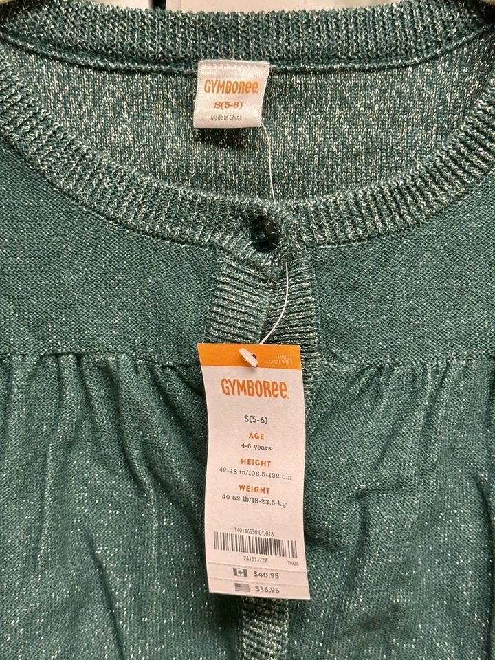 NEW Gymboree *Green with Metallic Thread Cardigan Sweater* Size Small (5-6) - Image 2 of 3