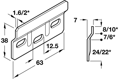 4x Riel Colgante para Pared Gabinete Cocina Gabinete Soporte de Montaje Colgador 63x38mm - Imagen 2 de 2