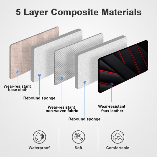 For Nissan Luxury Car Seat Cover 5 Seats Front &Rear Full Set Leather Protector - Foto 5 di 23
