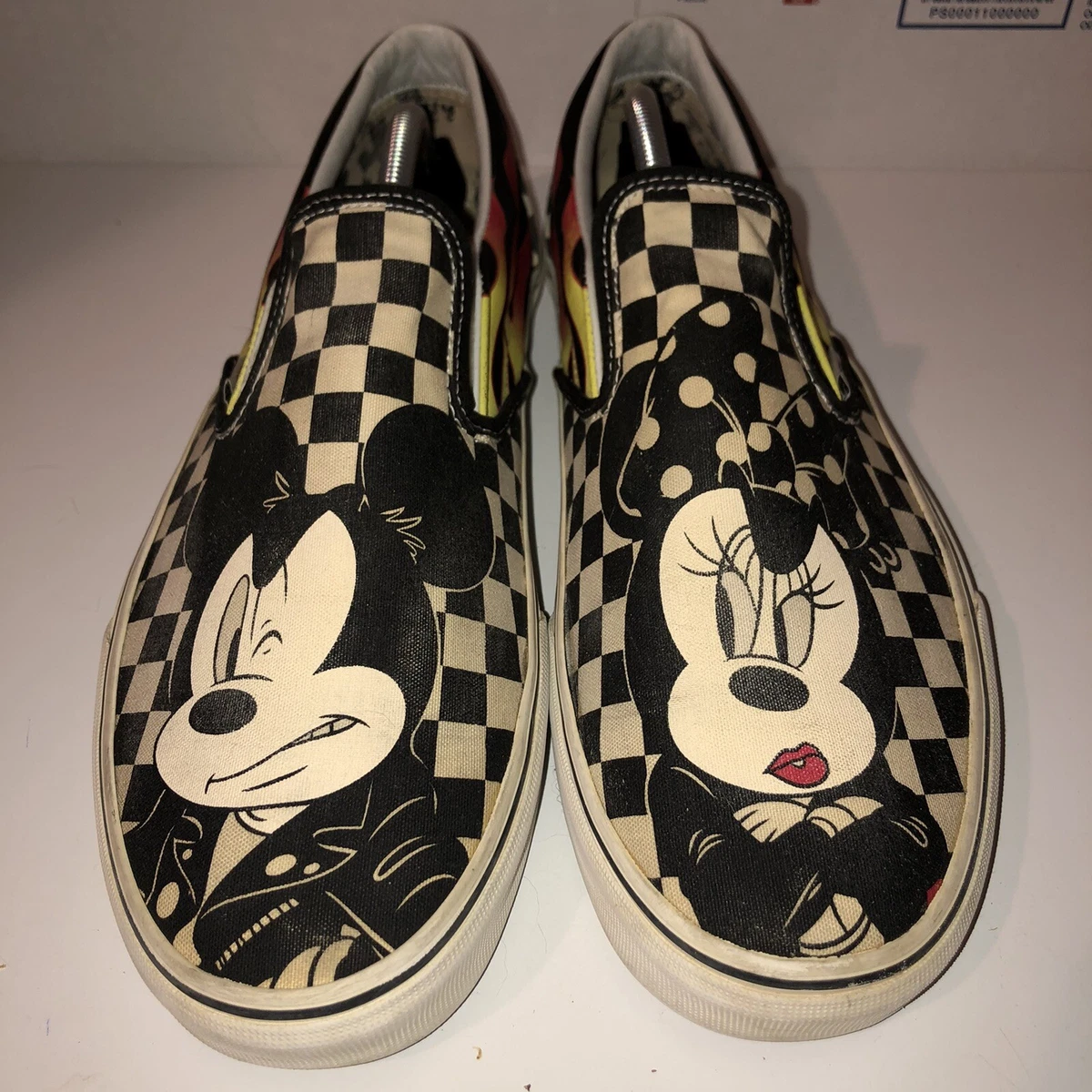 Vans Disney Mickey Minnie CheckerBoard Slip On Shoes Mens Size 12