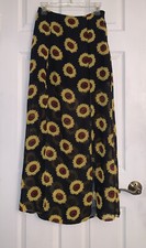 Rustic Cottagecore Countrycore Mini Lined Maxi Skirt Sheer Sunflowers - Medium