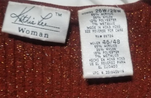 Kathie Lee Plus Size (26w/28w) copper w/metallic Short Sleeve Ladies Sweater - Picture 9 of 15