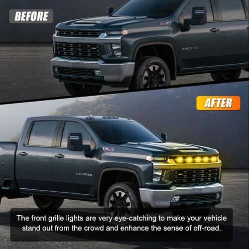 5x Front Grille Bumper Grill Hood Amber LED Lights For Dodge RAM 1500 2500 3500 - Picture 5 of 12