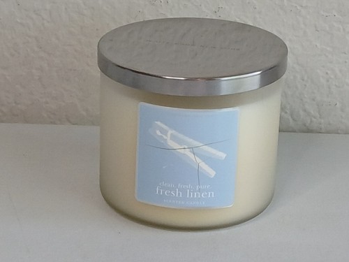 Vela perfumada grande de 3 mechas Bath & Body Works White Barn LINO FRESCO 14,5 OZ - Imagen 1 de 5