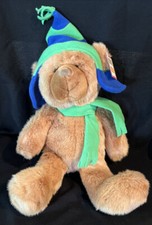 Gund Teddy B Caring plush stuffed animal bear 16" with stocking hat and scarf.