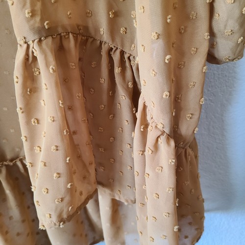 Cárdigan transparente Maurices Kimono talla 2X dobladillo con volantes abiertos punto suizo amarillo mostaza - Imagen 9 de 11
