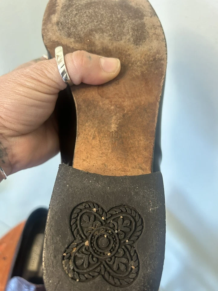 Mocasines Brighton Dawn Hechos en ITALIA Marrón Espalda 10 Gator Suela de Cuero Repujado Foto 4 de 4