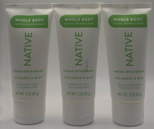 3PK Native Whole Body Cream Deodorant  Cucumber  Mint  3 OZ EACH  FAST SHIP