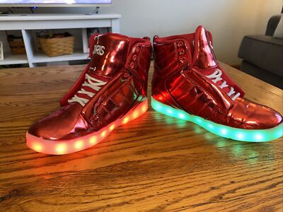 Osiris Skyrise Sneakers 70150 Red Outsole Lights Up Rechargeable Size 4