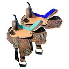 Adults Western Saddle Leather Horse Barrel Saddle Antique Design  Free Shipping