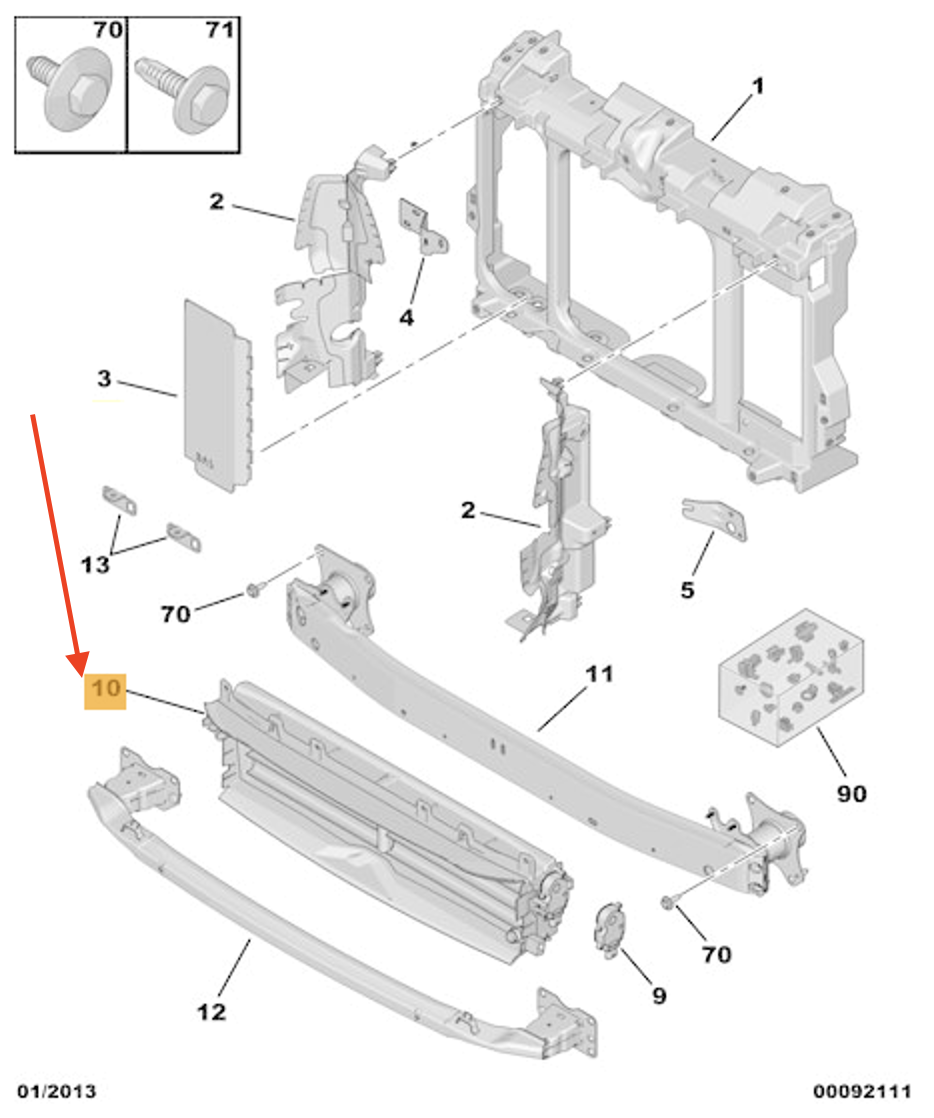 PEUGEOT 508 Front Air Intake Module 9808216080 New Genuine | eBay